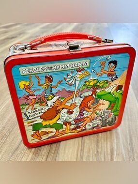 Vtg 1971 Flintsones Pebbles & Bamm-Bamm Aladdin Metal Lunchbox Hanna Barbera